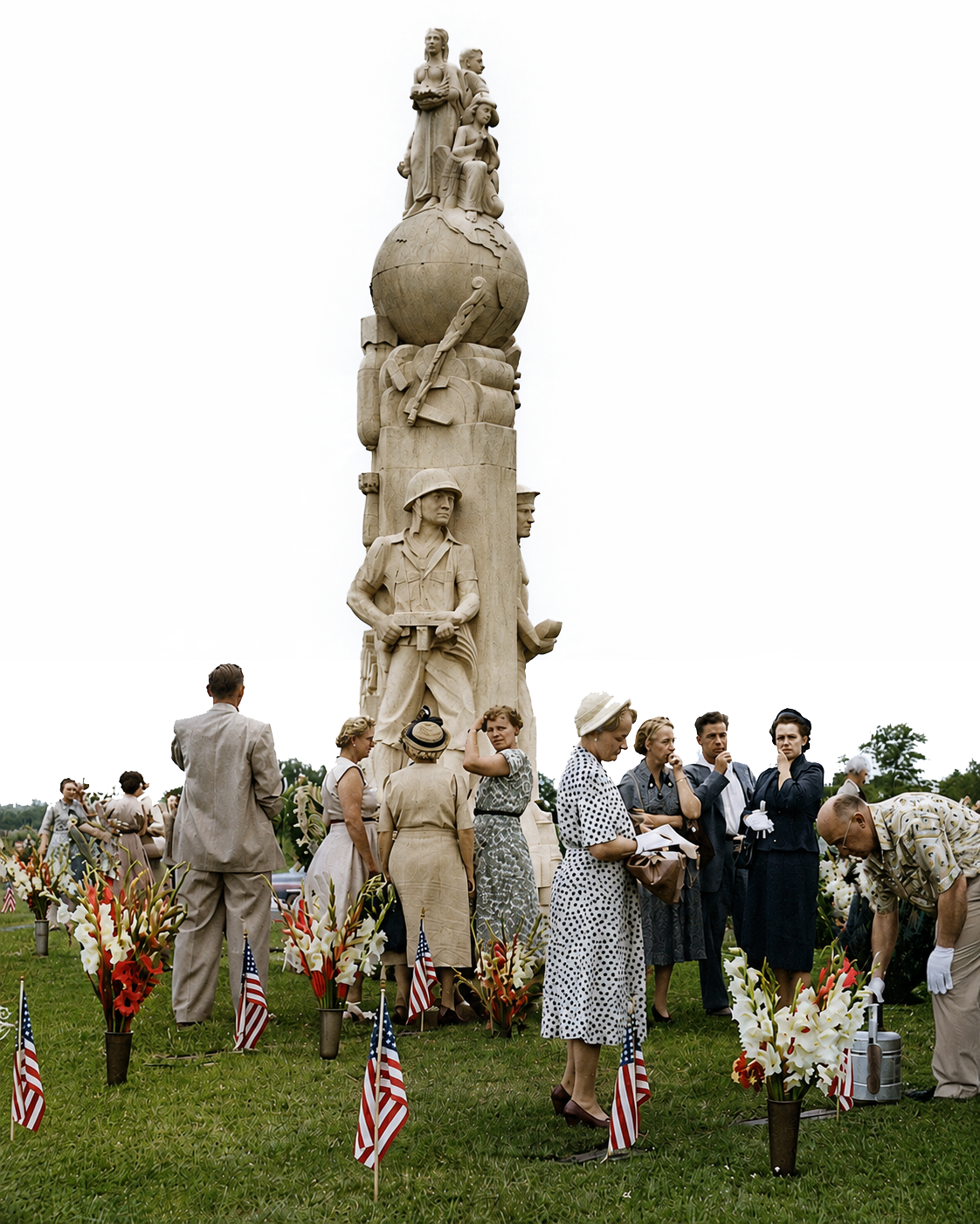 Gold Star Mothers gathered at the Four Freedoms Memorial